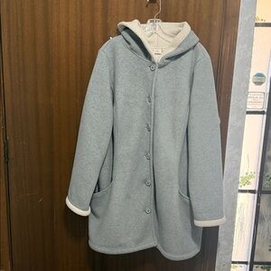 Cozy Hooded Wool-Blend Coat in Light Blue-Gray